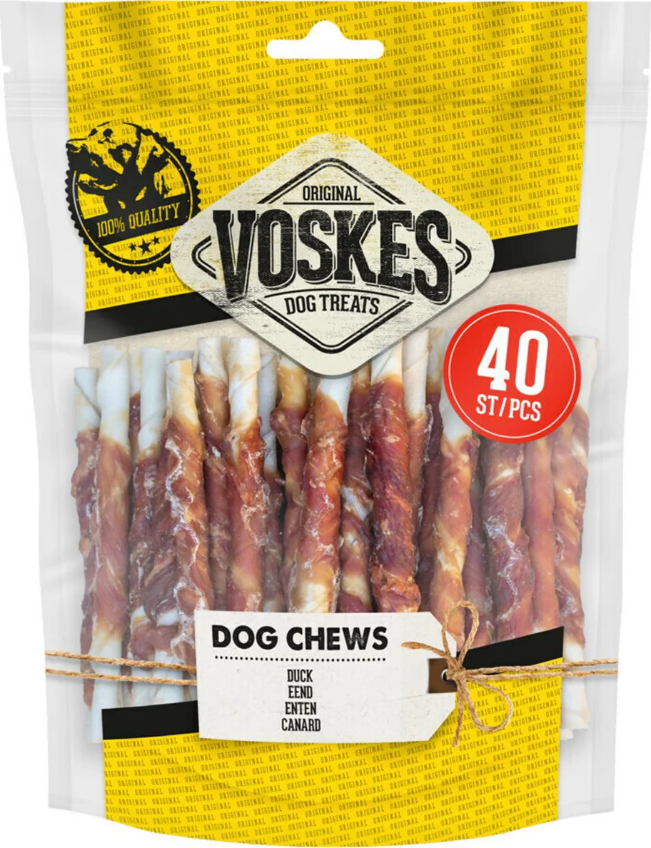 Voskes Hondensnack Rawhide Sticks Eend 400 gr