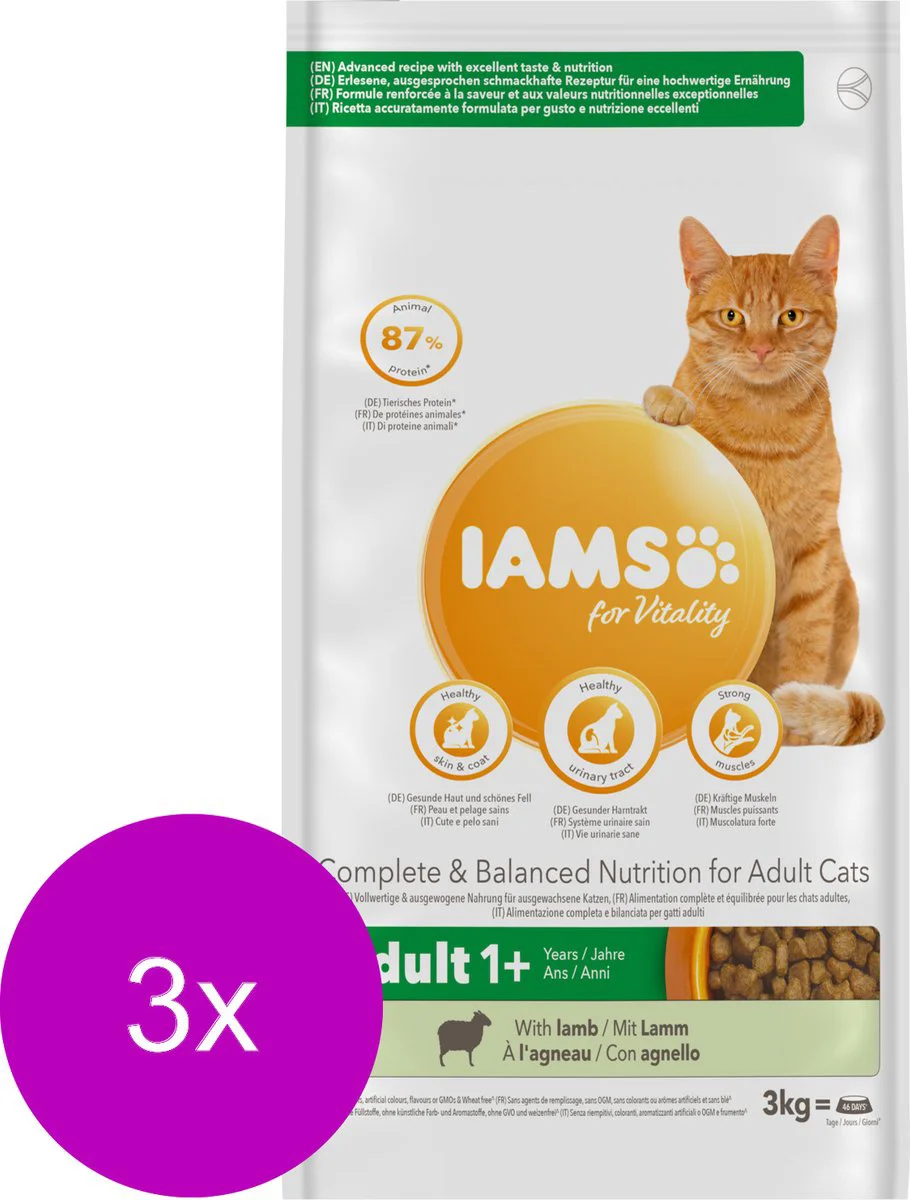 3x IAMS Kat Adult Lam 3 kg