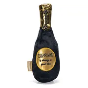 Beeztees Champagnefles - Hondenspeelgoed - Pluche - Zwart/Goud - 30x9x9 cm