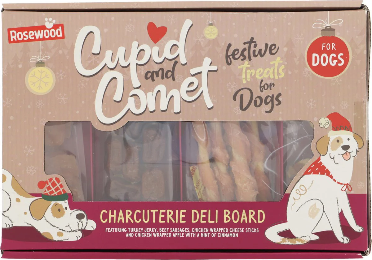 Rosewood Cupid & Comet Charcuterie Deli Plank Hondensnacks Kerst 200 gr