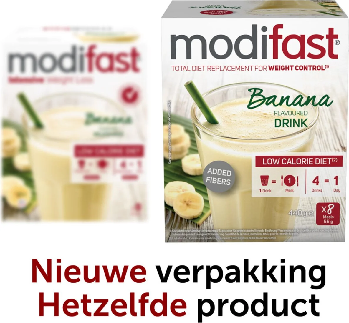 4x Modifast Weight Control Milkshake Banaan 8 x 55 gr