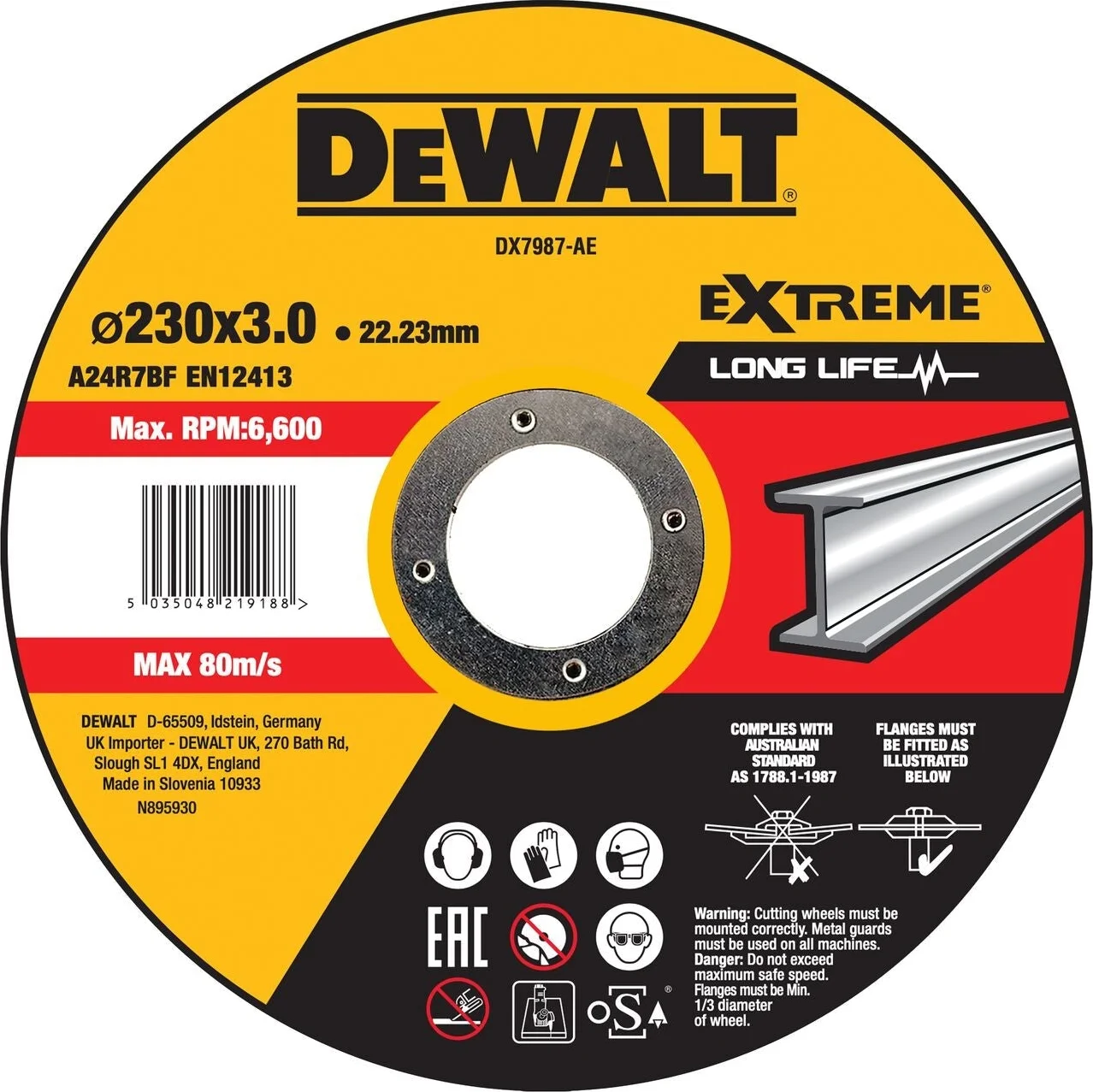 DeWALT DX7987 EXTREME™ Doorslijpschijf Metaal 230mm