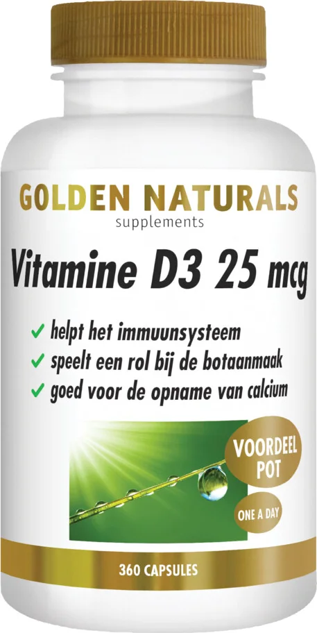 2x Golden Naturals Vitamine D3 25mcg 360 softgels