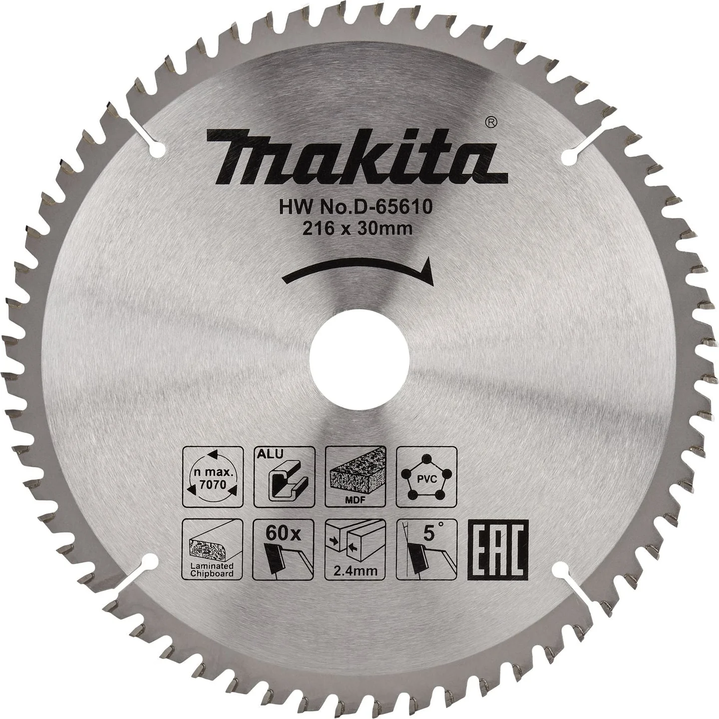 Makita Afkortzaagblad voor Multimaterial | Standaard | Ø 216mm Asgat 30mm 60T - D-65610