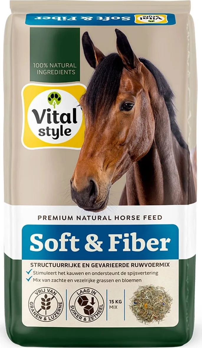 Vitalstyle Paarden Ruwvoermix Soft & Fiber 15 kg