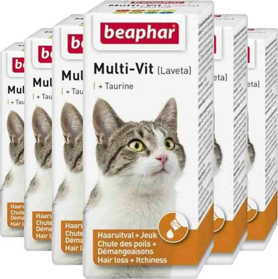 6x Beaphar Multi-Vit Laveta Kat 20 ml