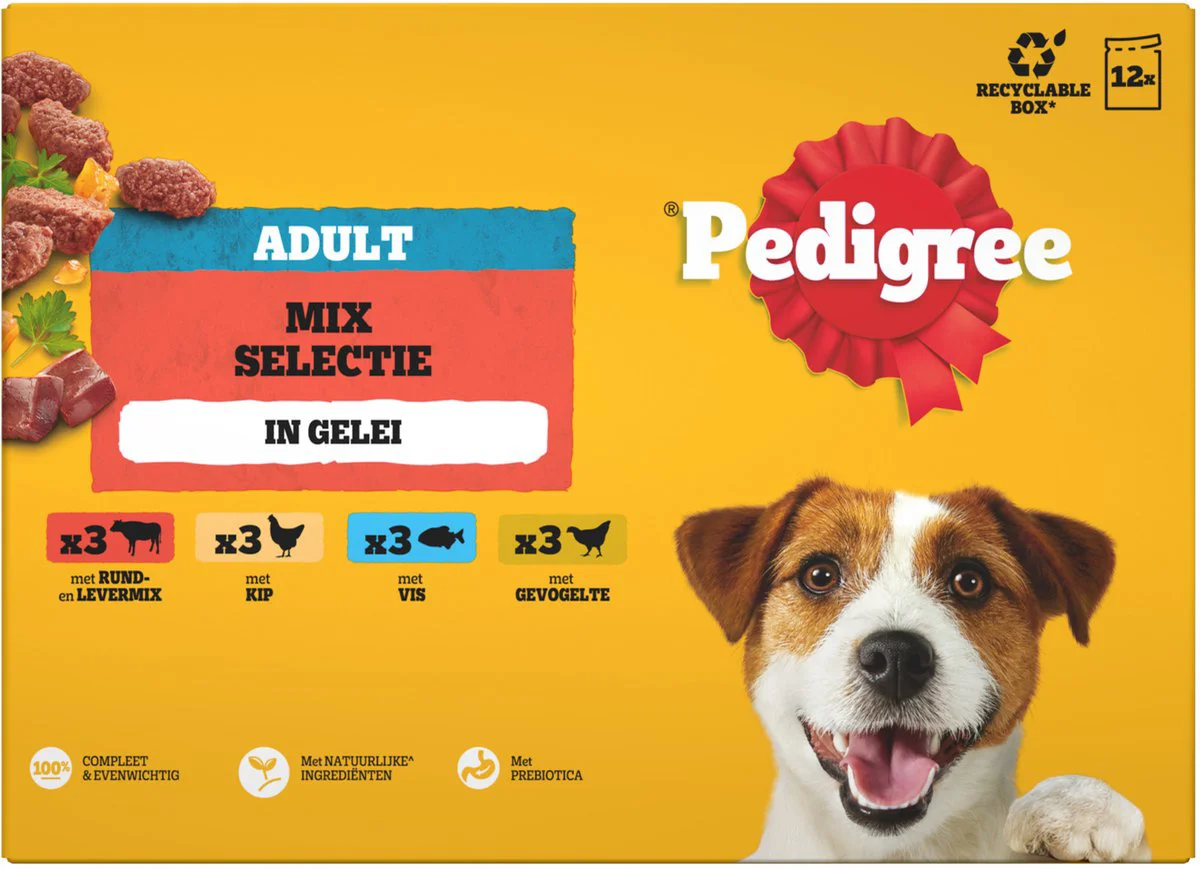 Pedigree Adult in Gelei Mix Selectie Maaltijdzakjes Multipack 12x100 gr