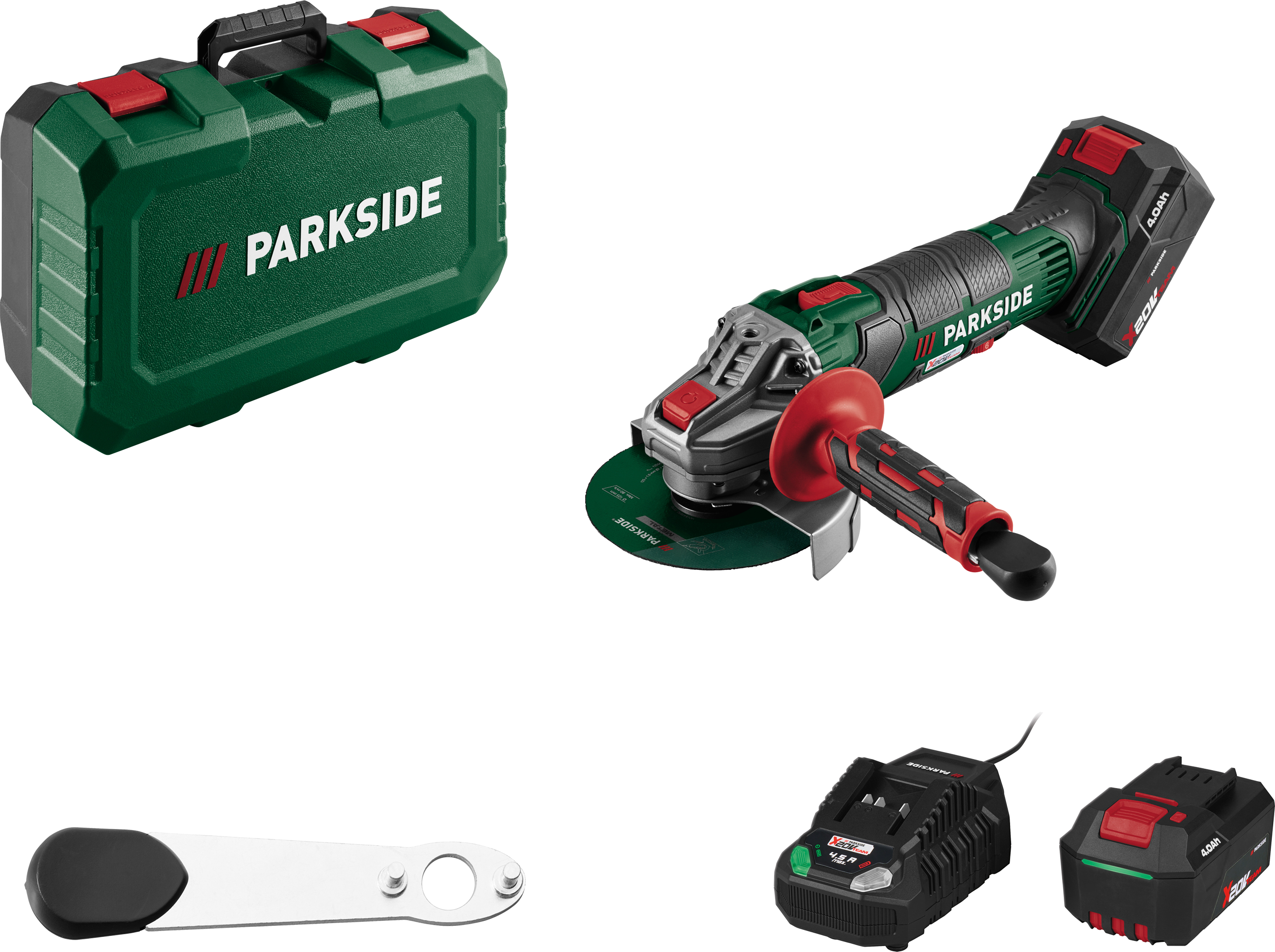 PARKSIDE Accu-haakse slijper 20 V, met accu 4 Ah en snellader 4,5 A