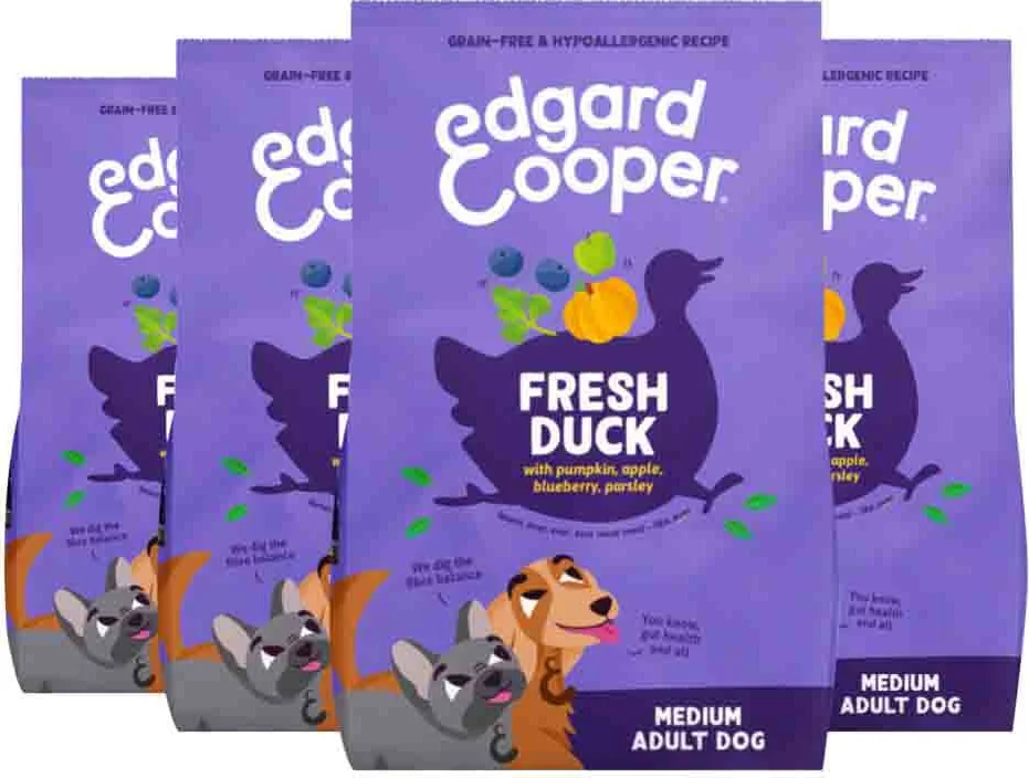 4x Edgard & Cooper Hondenvoer Droog Adult Medium Eend 2,5 kg