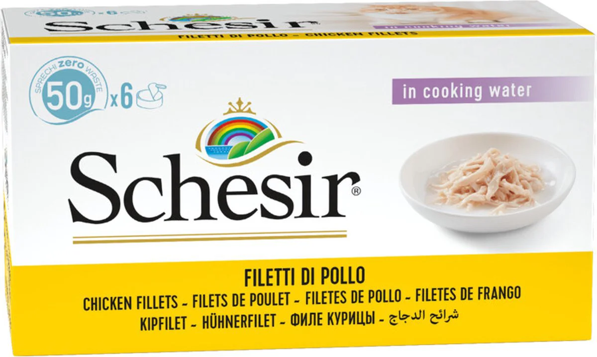 8x Schesir Kattenvoer Kipfilet - Rijst 6 x 50 gr