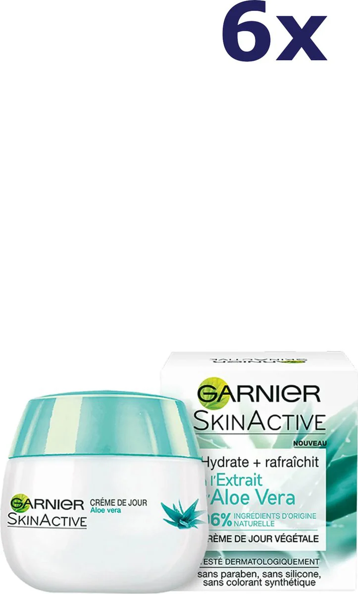 6x Garnier SkinActive Aloë Vera Botanische Crème 50 ml