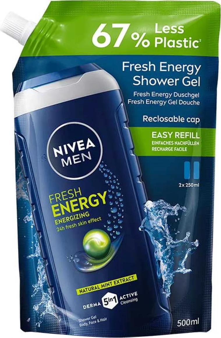 Nivea Men Energy 3-in-1 Douchegel Navulling 500ML