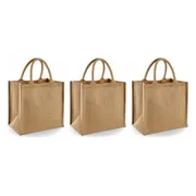 Jute boodschappentas/shopper 30 x 30 x 19 cm - 3x - klein - Naturel goodiebag 14 liter