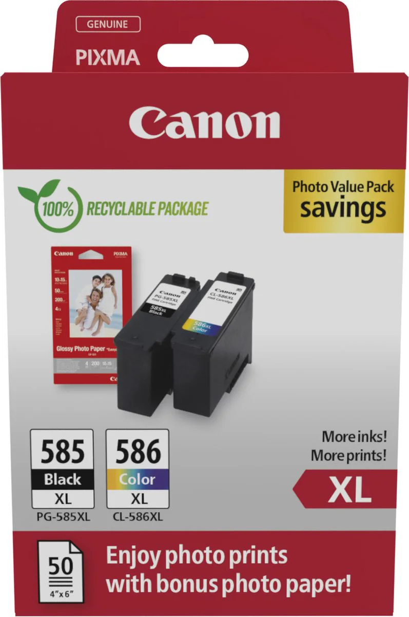 Canon PG-585XL + CL-586XL Combo Pack + Fotopapier