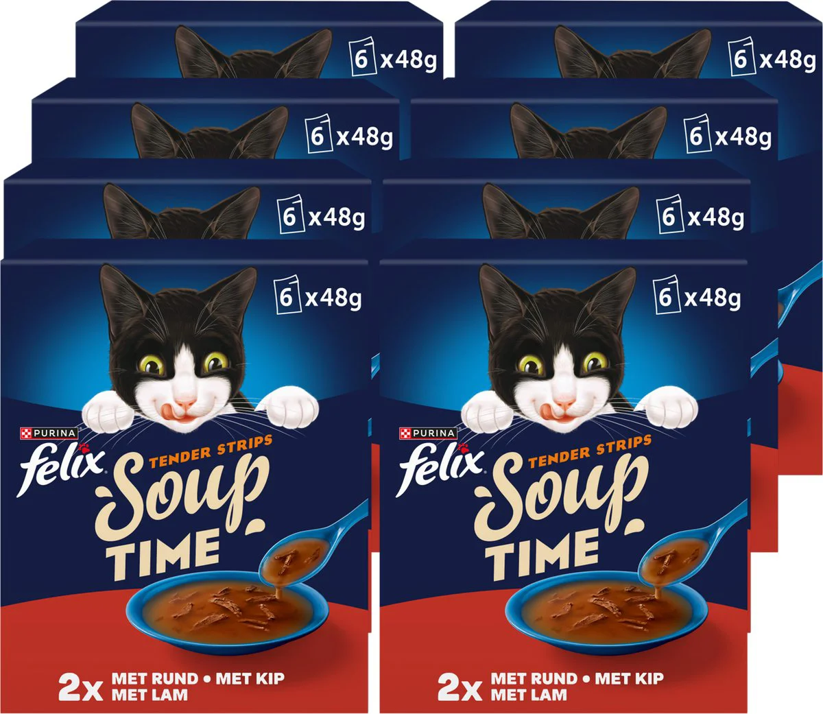 8x Felix Soup Rund - Kip Selectie 6 x 48 gr