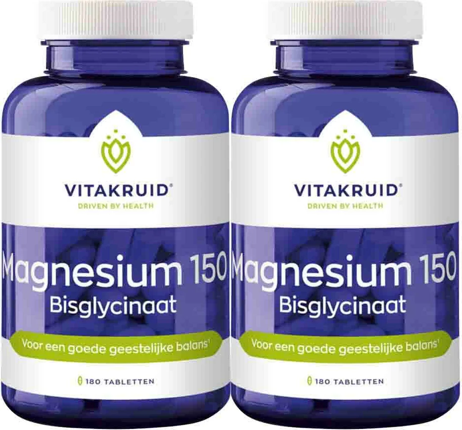 2x Vitakruid Magnesium 150 Bisglycinaat 180 tabletten