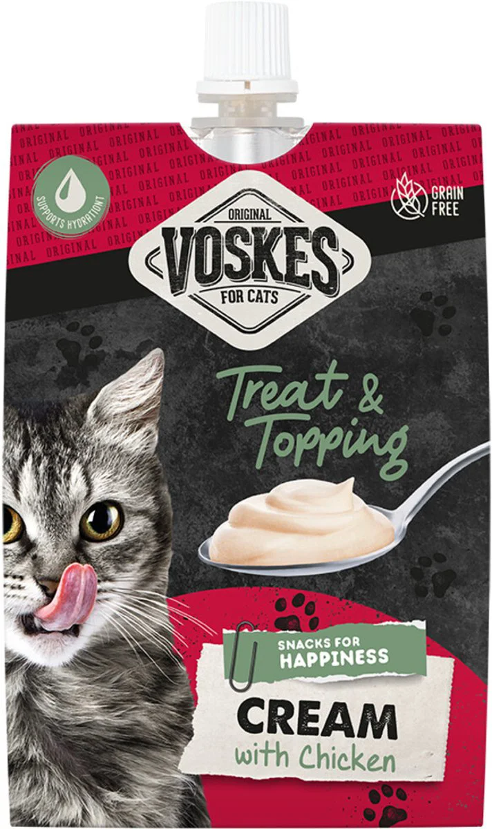 15x Voskes Original Cream Kattensnack Kip 90 gr