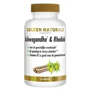 2x Golden Naturals Ashwagandha & Rhodiola 60 vegacapsules
