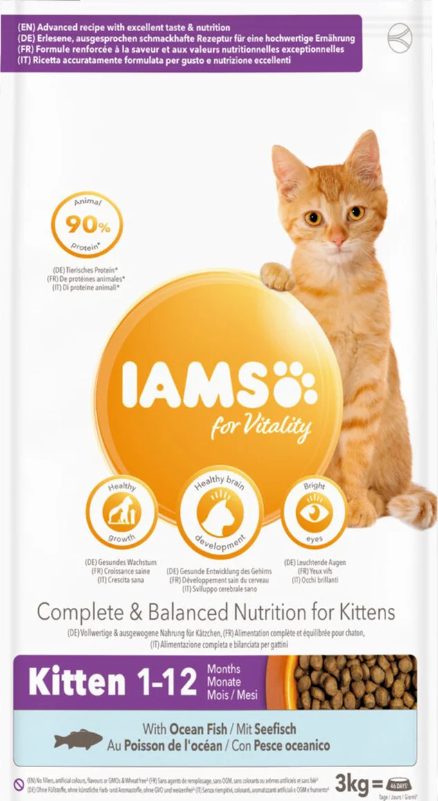 3x IAMS Cat Kitten Ocean Fish 3 kg