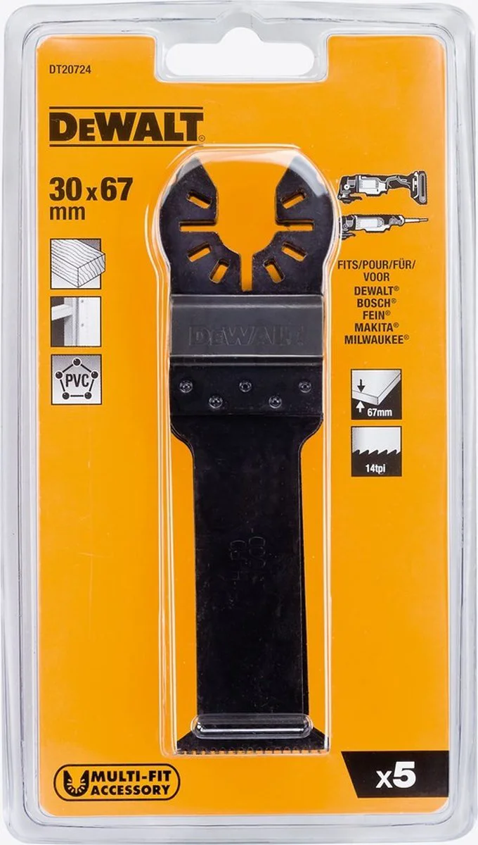 DeWALT DT20724 Multitool Zaagblad HCS tbv Hard Hout 31x67mm VE=5