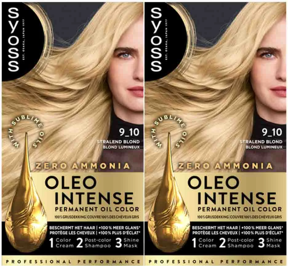 2x Syoss Oleo Intense Haarverf 9-10 Stralend Blond