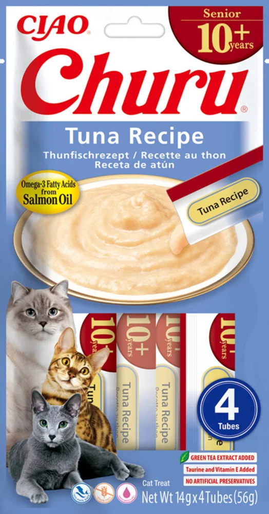 Ciao Churu Puree Senior 10+ Kattensnack Tuna 4 x 14 gr