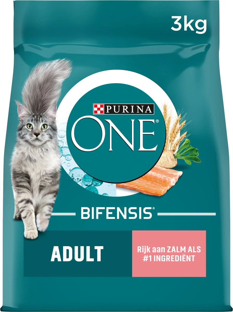 Purina ONE Kattenvoer Droog Adult Zalm - Volkoren Granen 3 kg