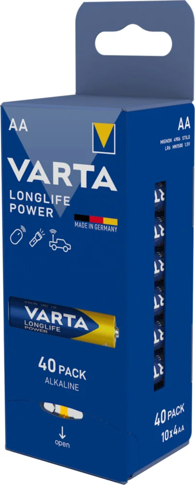 8x Varta Longlife Power AA Storagebox 40 stuks