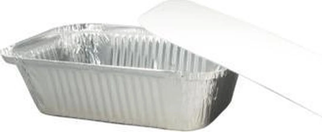 Aluminium bak 911cc opstaande rand met Deksel 20×13,6×5,6cm. (kapsalon) per 100 stuks - Wegwerp - Alu bakje