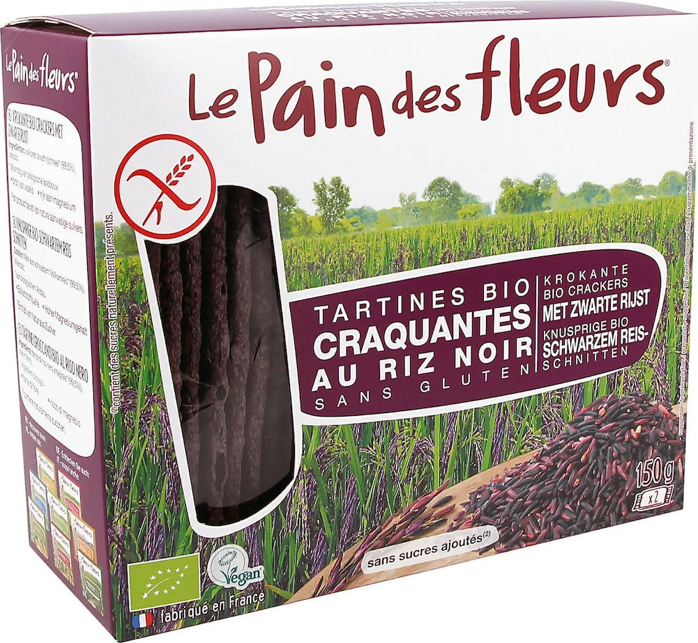 Le Pain Des Fleurs Zwarte Rijst Crackers 150GR