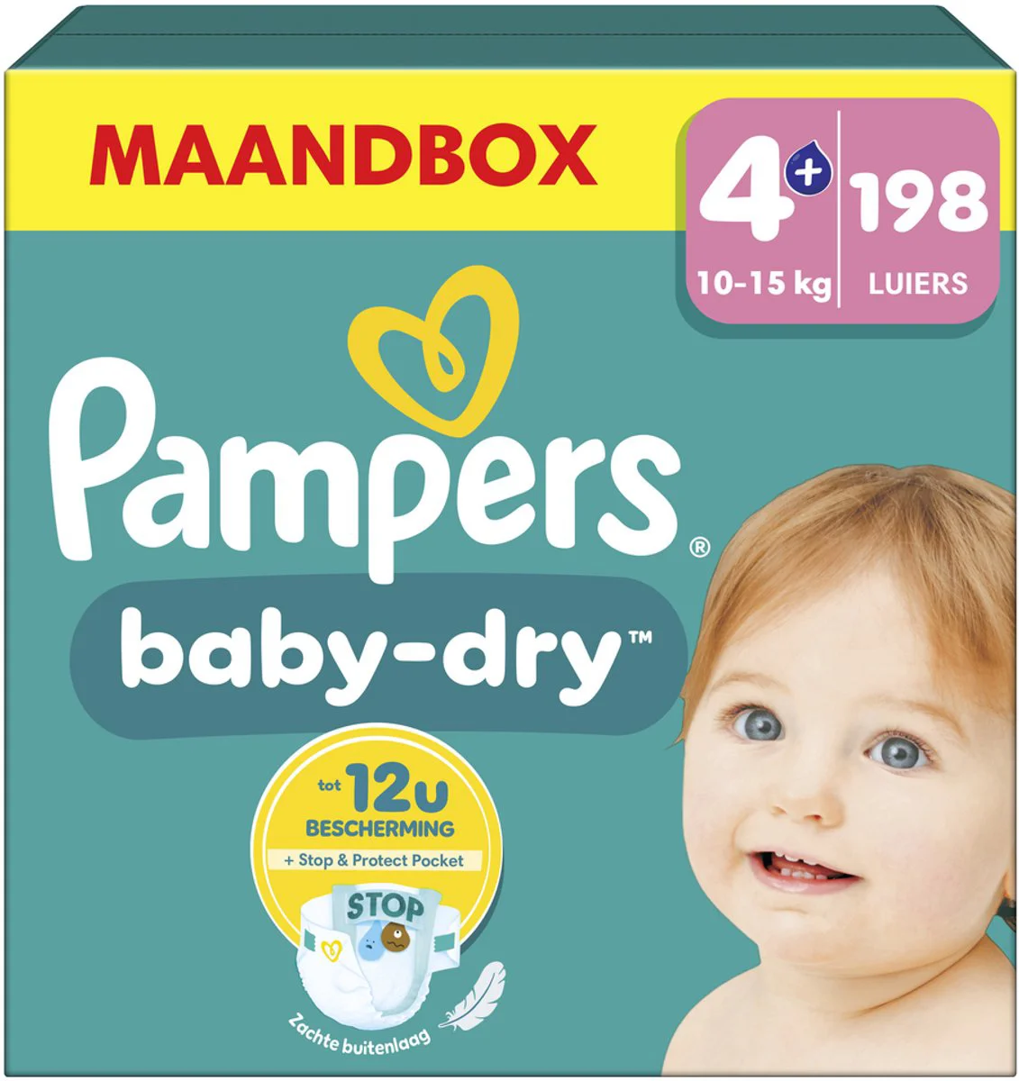 Pampers Baby Dry Luiers Maat 4+ (10-15 kg) 198 stuks