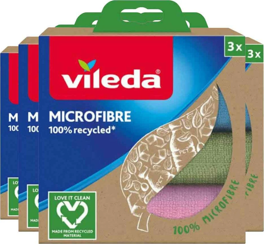 4x Vileda Microvezeldoek 100% Gerecycleerd 3 stuks