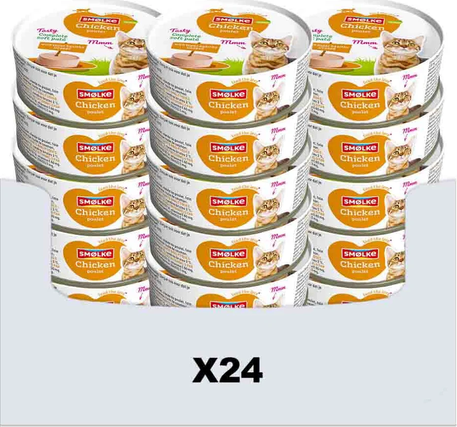 24x Smolke Kattenvoer Soft Paté Kip 80 gr
