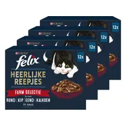 4x Felix Kattenvoer Nat Heerlijke Reepjes Farm Selectie 12 x 80 gr