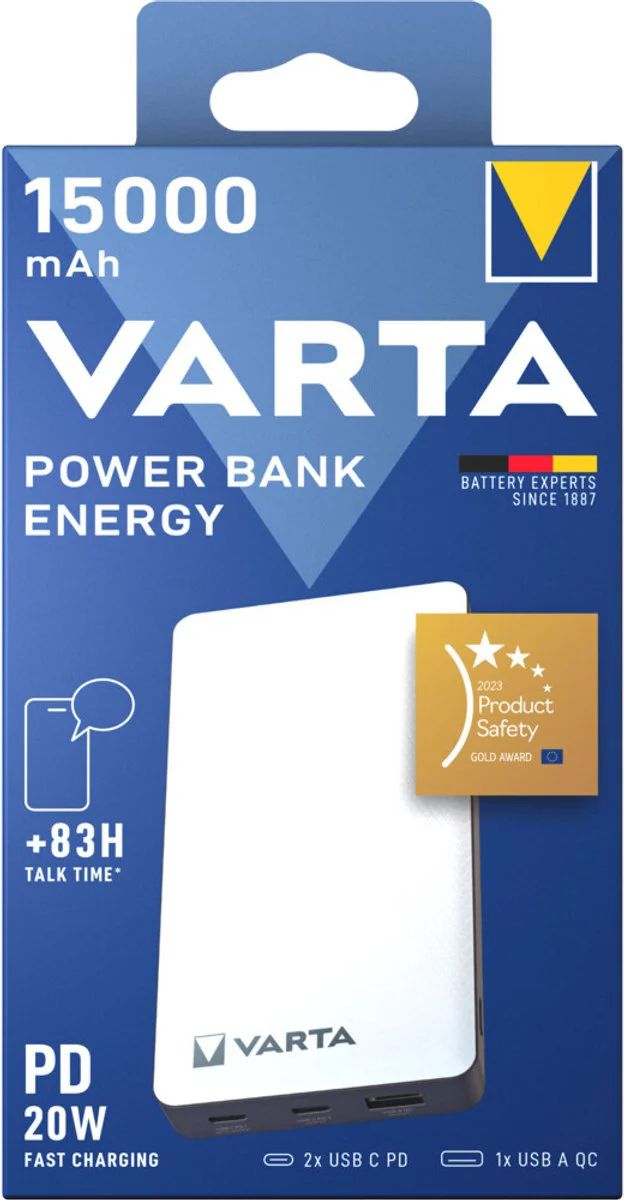 Varta Power Bank Energy 15000 mAh Box 1 stuk