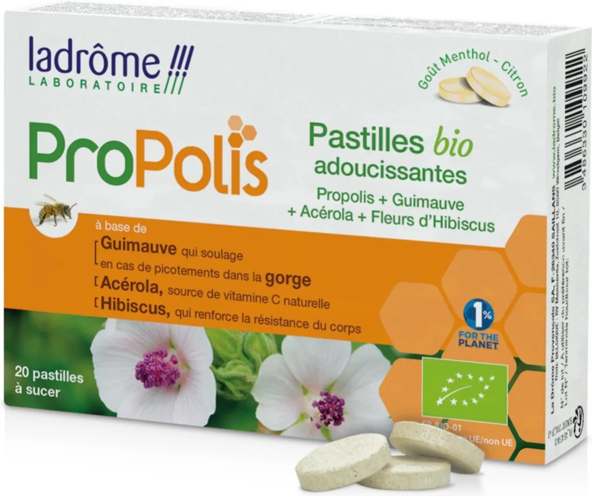 Ladrôme Propolis + Hibiscus + Acerola Pastilles 20TB