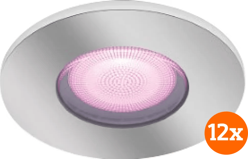Philips Hue Xamento badkamer inbouwspot White and Color - Chroom - Rond 12-pack