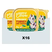 16x Edgard & Cooper Kattenvoer Adult Pate Biologische Kalkoen 85 gr