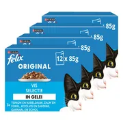 4x Felix Kattenvoer Nat Original Vis Selectie in Gelei 12 x 85 gr