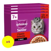 4x Whiskas Multipack Senior Classic Selectie in Saus 12 x 85 gr