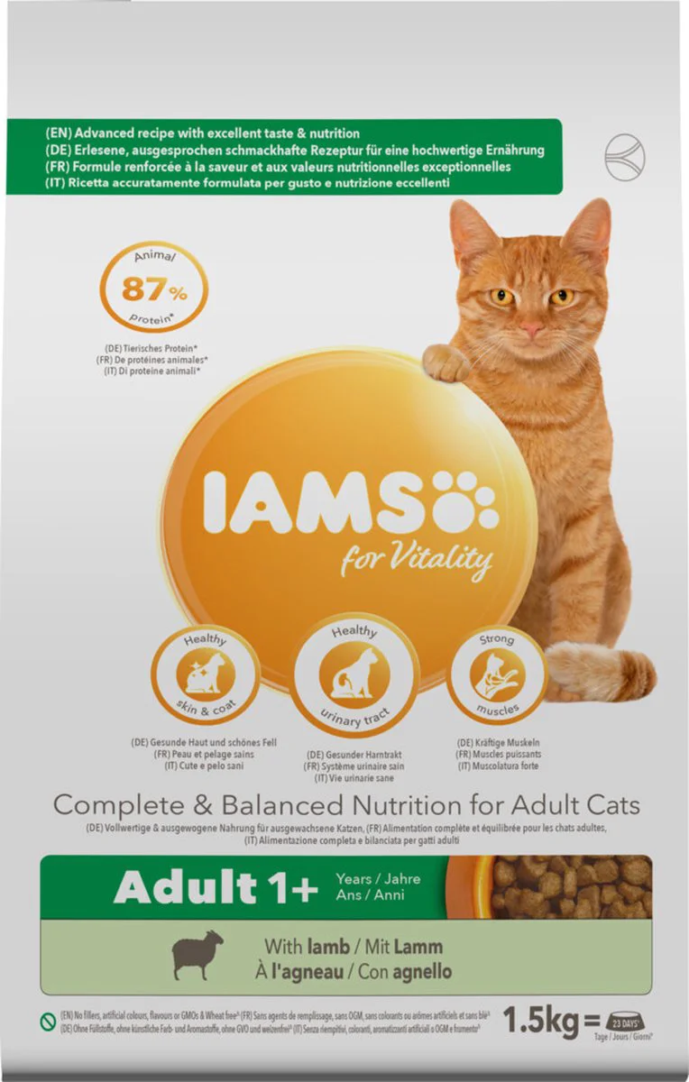 4x IAMS Kat Adult Lam 1,5 kg