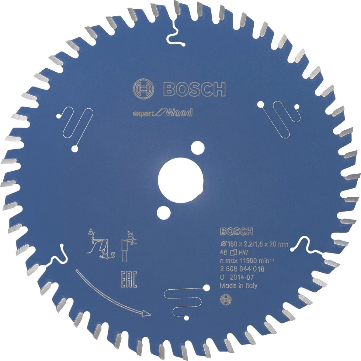 Bosch Professional Cirkelzaagblad EXPERT Wood | Ø 160 x 2,2 x 20mm 48T - 2608644018
