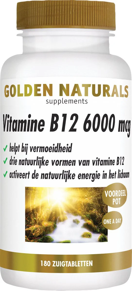 Golden Naturals Vitamine B12 6000mcg Vegan 180 zuigtabletten