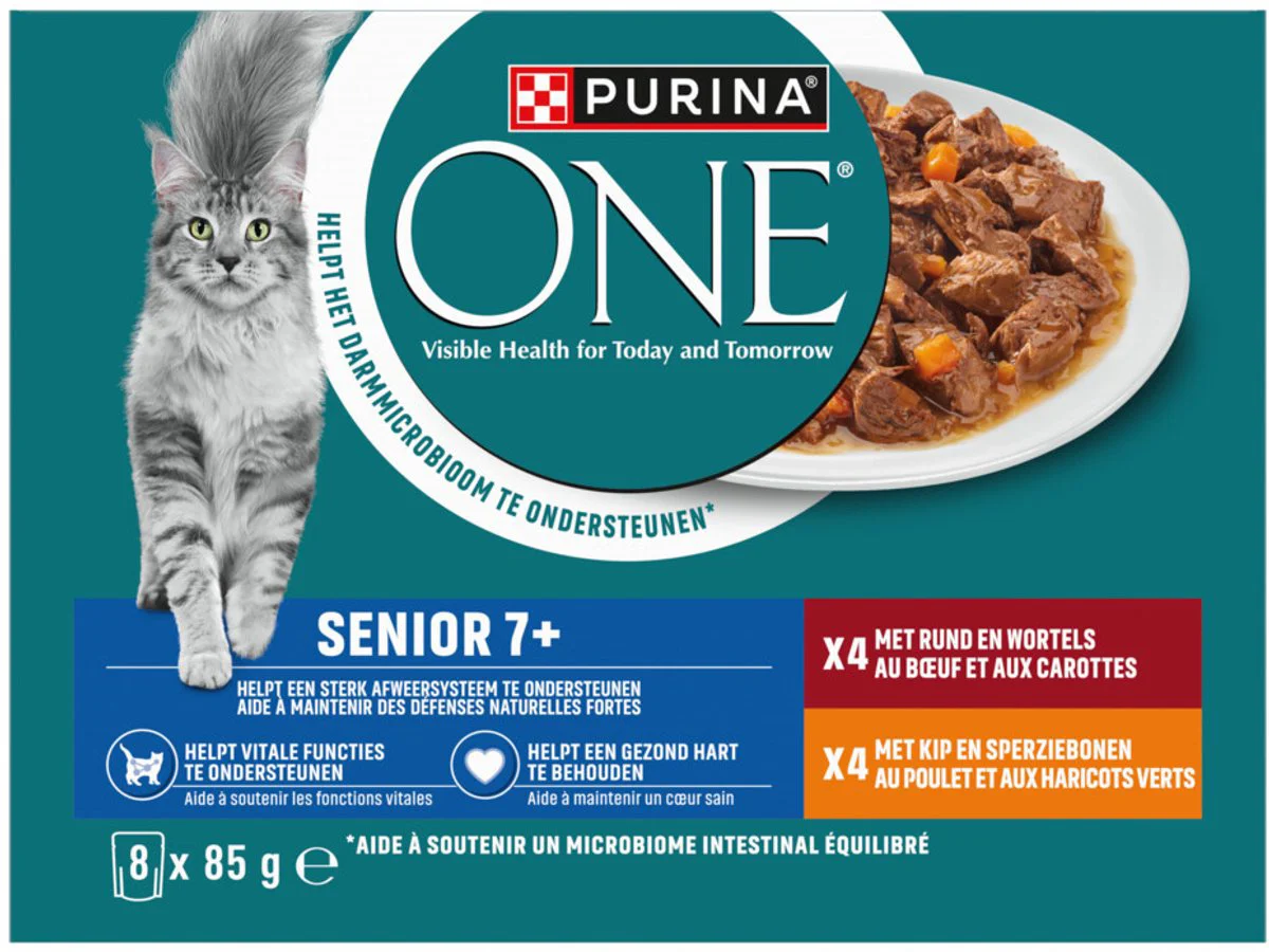 Purina ONE Senior Pouch Rund & Kip 8x85 gr
