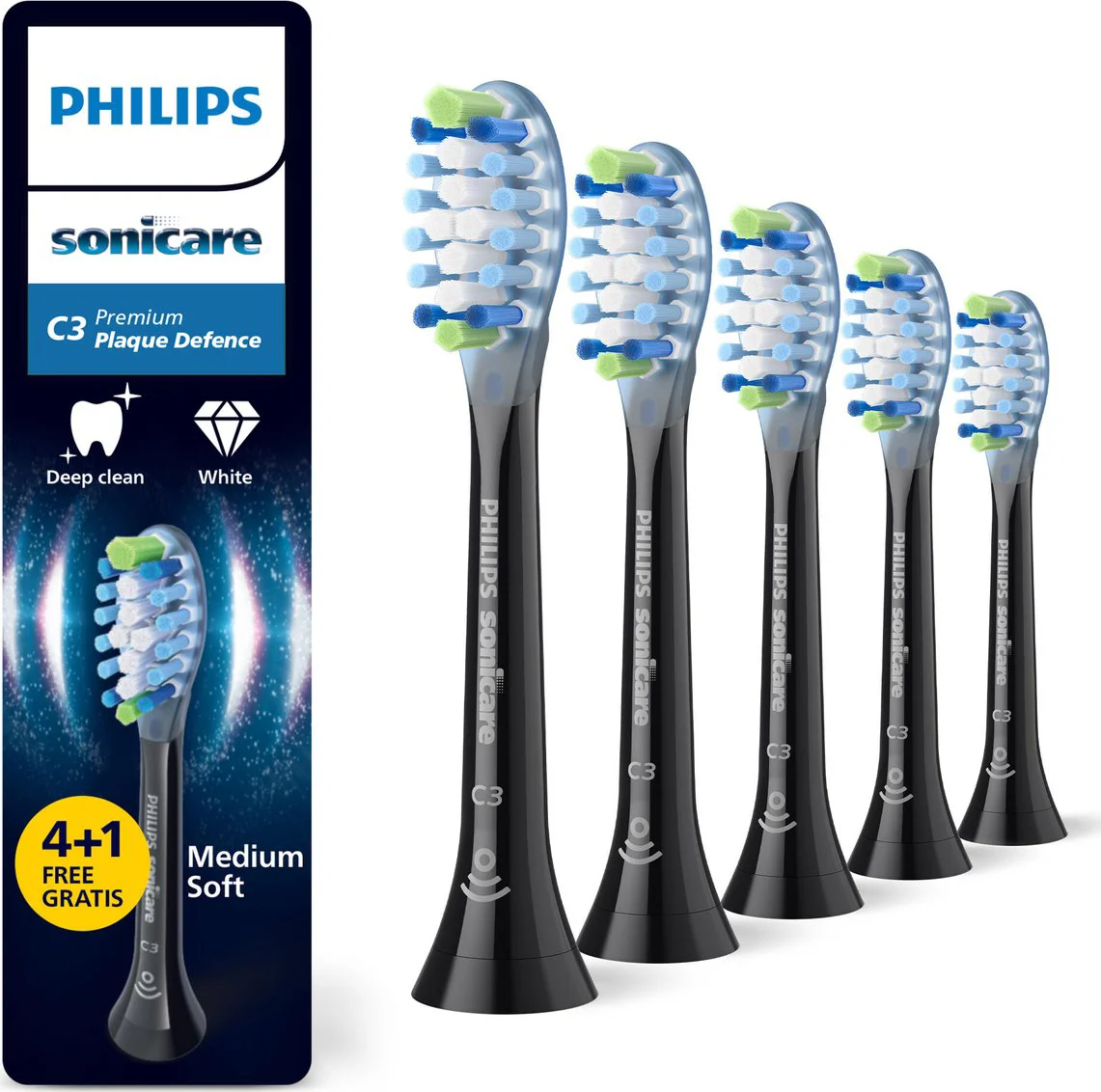 Philips Sonicare Opzetborstels Premium Plaque Defence Zwart 5 stuks