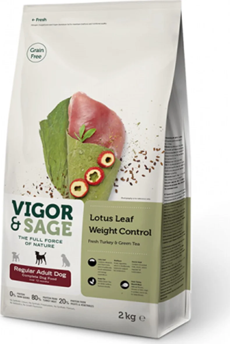 Vigor & Sage Hondenvoer Regular Weight Control Lotus Leaf 2 kg