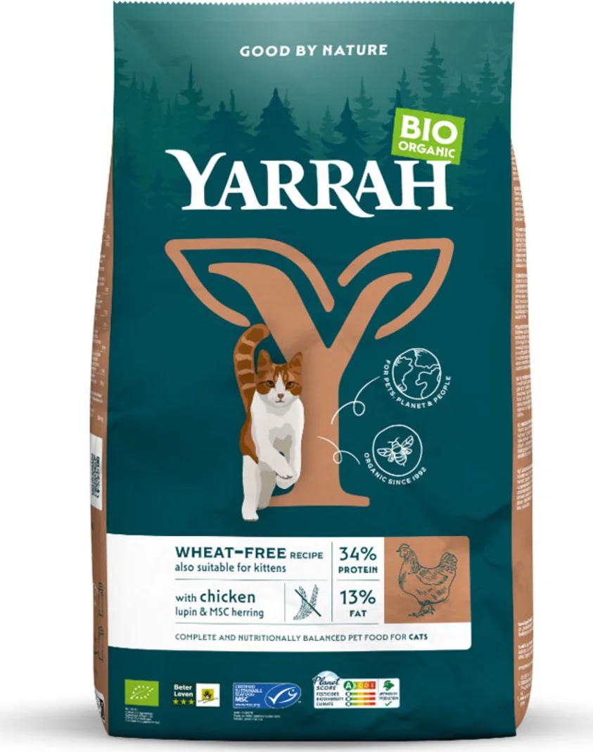 6x Yarrah Bio Kattenvoer Graanvrij Kip & Vis 800 gr