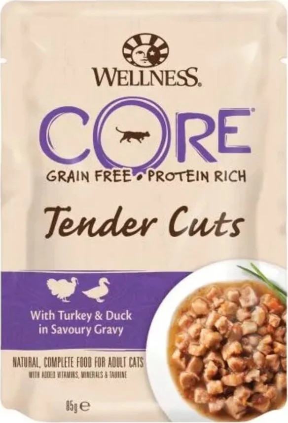 Wellness Core Kattenvoer Tender Cuts Kalkoen - Eend 85 gr