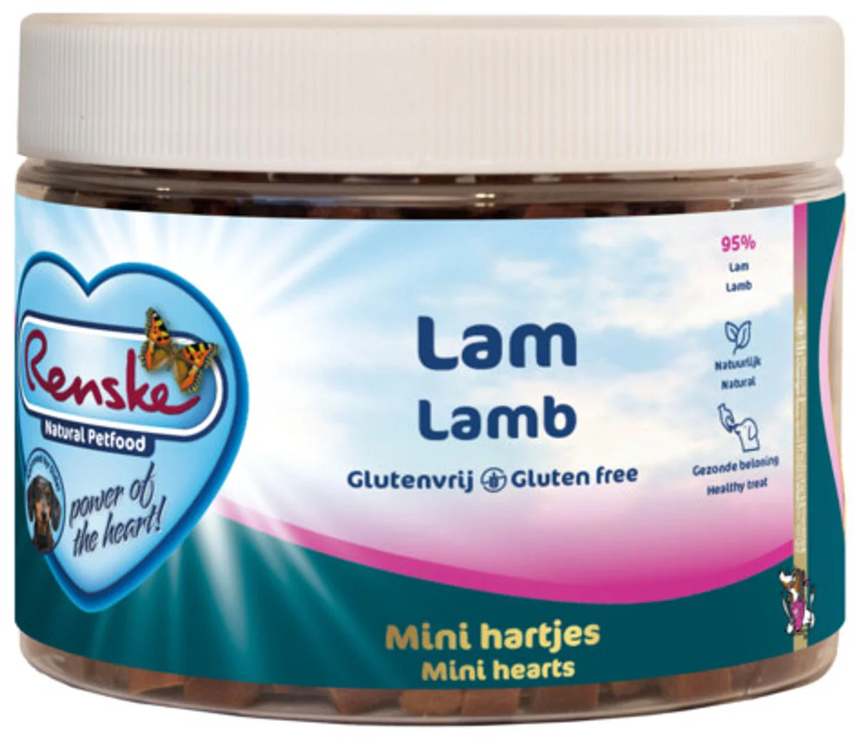 6x Renske Gezonde Beloning Mini Hartjes Hondensnack Lam 300 gr