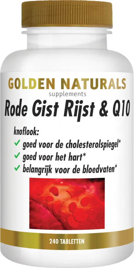 2x Golden Naturals Rode Gist Rijst & Q10 Vegan 240 tabletten